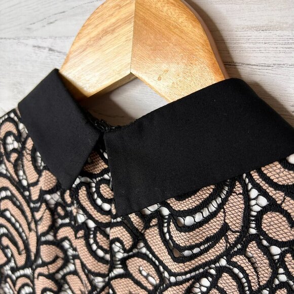 Betsey Johnson Dress Womens SZ 2 Black and Tan Lace with Peter Pan Collar Pinup - Picture 11 of 16